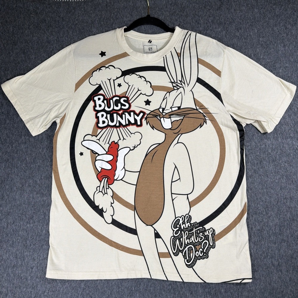 Southpole Shirt Mens Large Graphic Looney Tunes Tee Off White Color